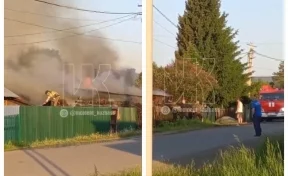 Тушили 19 человек: в Кузбассе крупный пожар попал на видео