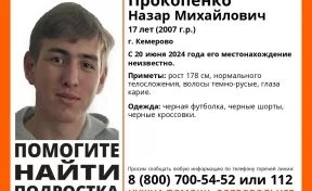 В Кемерове без вести пропал 17-летний подросток в чёрном