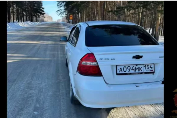 В Кузбассе сотрудники ГАИ помогли водителю машины заменить пробитое колесо
