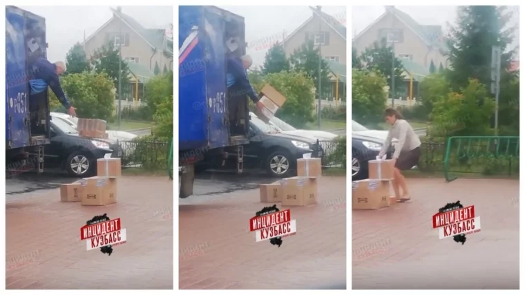 Фото: Кемеровчане сняли на видео необычный способ быстро разгрузить почтовую машину 1