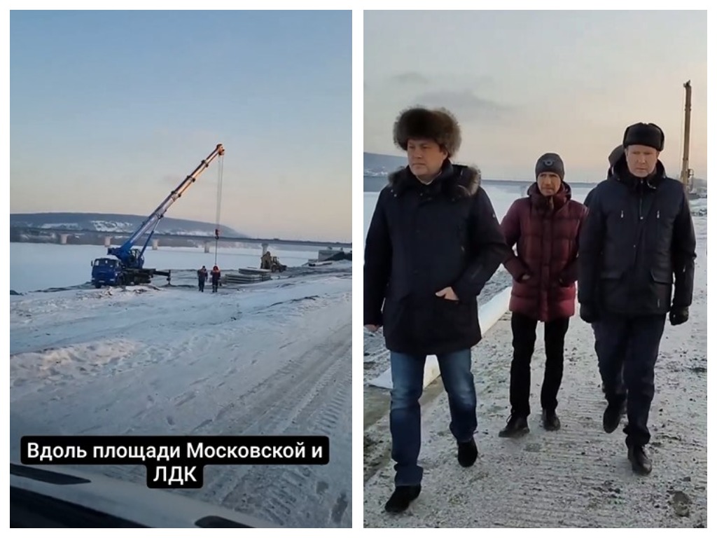 Мэр Кемерова показал ход строительства новой набережной Томи рядом с Московской площадью