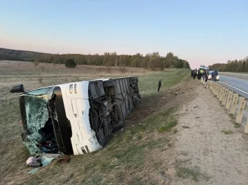 Фото: Под Владимиром экскурсионный автобус съехал в кювет и опрокинулся, пострадали 35 человек 1