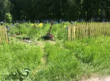 Фото: В Кузбассе полиция ищет водителя, повредившего надгробия на кладбище 1