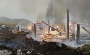 Крупный пожар в кузбасском посёлке попал на видео