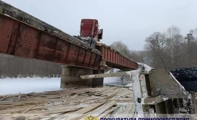 В Приморье обрушился мост через реку из-за лесовоза
