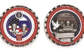 В США монету в честь встречи Путина и Трампа выпустили с тремя ошибками на русском языке