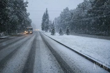 Фото: Сотрудники Госавтоинспекции призвали кузбассовцев быть осторожнее на дорогах во время снегопада 1