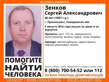 Фото: В Кузбассе пропал 66-летний мужчина в жёлтой рубашке 1