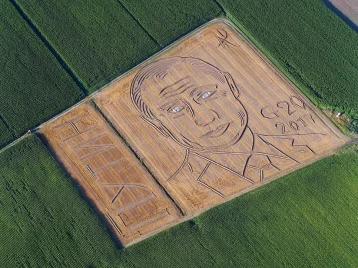 Фото: Итальянский фермер «нарисовал» на поле огромный портрет Путина 1
