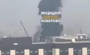 Появилось видео пожара на территории Президентского кадетского училища в Кемерове