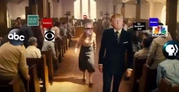 Фото: В США разгорелся скандал из-за ролика, где Трамп «расстреливает» своих оппонентов в церкви 1