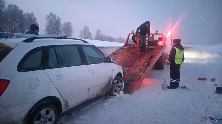 Фото: На кузбасской трассе загорелась Skoda: на помощь пришли сотрудники ГИБДД 2
