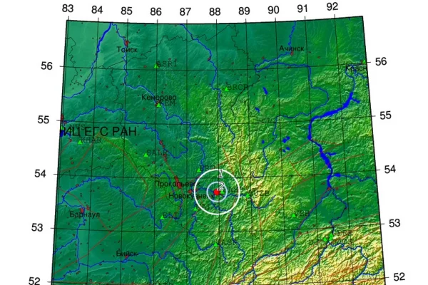 Сейсмологи сообщили о землетрясении магнитудой 2,6 на юге Кузбасса