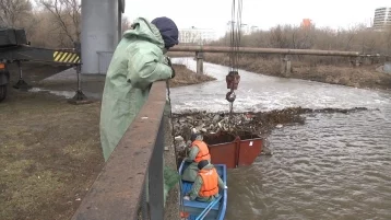 Фото: Кемеровские спасатели очищают Искитимку от мусора 1