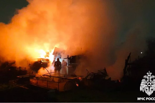 В Новокузнецке ночью сгорел частный дом и надворные постройки