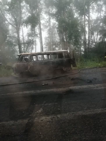 Фото: Пожар в автомобиле на трассе в Кузбассе попал на видео  2