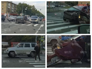 Фото: В Кемерове на проспекте Ленина столкнулись УАЗ и Ford: момент жёсткого ДТП попал на видео 1