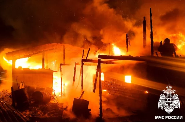 Жуткий пожар уничтожил дом и надворные постройки в кузбасском селе