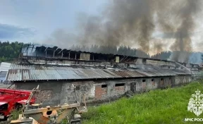 Крупный пожар: в Таштаголе сгорел склад, находящийся на реконструкции