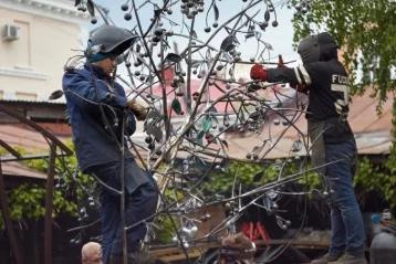 Фото: Кованое дерево в память о трагедии в «Зимней вишне» установили в Кемерове 1