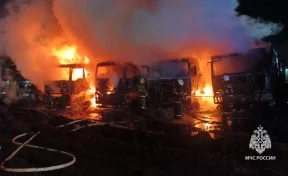 Под Уфой на автостоянке ночью сгорели шесть грузовиков