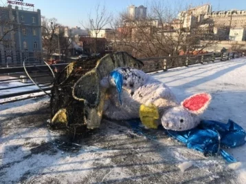Фото: В Приморье вандалы сожгли символ Нового года за 677 тысяч рублей 1