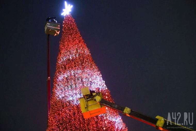 Фото: Самое дорогое дерево Кузбасса: как прошла установка новогодней ёлки на площади Советов 13
