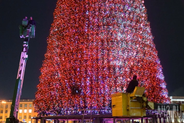 Фото: Самое дорогое дерево Кузбасса: как прошла установка новогодней ёлки на площади Советов 14