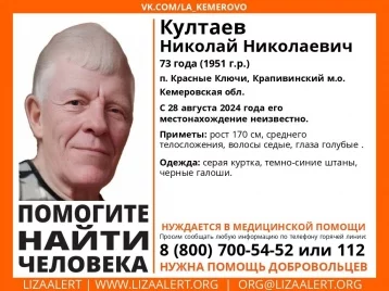 Фото: В Кузбассе пропал 73-летний мужчина, нуждающийся в медпомощи 1