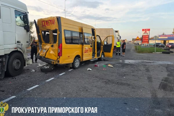 Шестеро детей пострадали в ДТП с автобусом и двумя большегрузами в Приморье