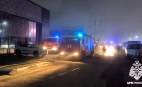В МЧС показали кадры тушения пожара в автосалоне в Воронежской области
