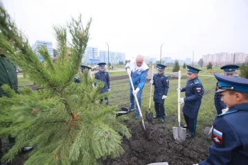 Фото: Сергей Цивилёв посадил деревья возле кадетского училища 1