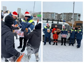 Фото: В Новокузнецке спасатели дарили горожанам мандарины на улице 1