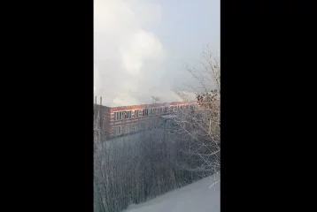 Фото: Серьёзный пожар на кузбасской автобазе попал на видео 1