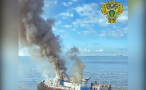 Буксир загорелся в порту «Кавказ» в Краснодарском крае