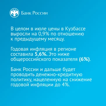 Фото: Банк России: в Кузбассе уровень годовой инфляции составил 5,60% 3
