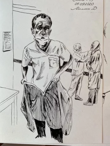 Фото: Кемеровский хирург рисует жизнь врачей и пациентов в коронавирусном госпитале 4