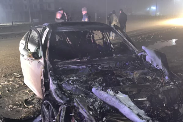 В Ингушетии полицейский спас пассажира из горящего после ДТП автомобиля