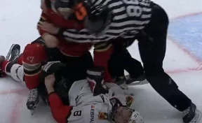 Кузбасский хоккеист потерял сознание во время драки на матче с омским клубом