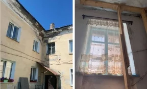 В Кузбассе прокуратура проверила дом, аварийный потолок в котором подпёрли деревянными опорами