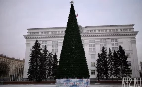 В Кемерове на площади Советов завершили сборку ветвей новогодней ели 