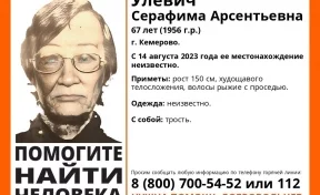 В Кемерове пропала 67-летняя женщина с тростью