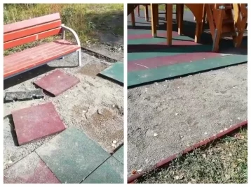 Фото: В Кузбассе вандалы разобрали покрытие детской площадки 1