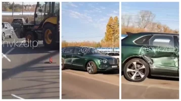 Фото: В Новокузнецке столкнулись экскаватор и Bentley 1