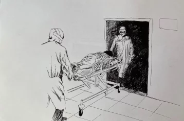 Фото: Кемеровский хирург рисует жизнь врачей и пациентов в коронавирусном госпитале 7