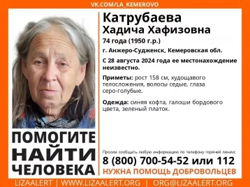 Фото: В Кузбассе пропала пенсионерка в синей кофте и зелёном платке 1