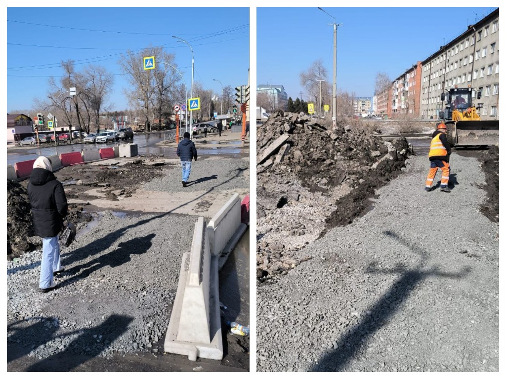 В Кемерове на улице Сибиряков-Гвардейцев появились временные пешеходные переходы