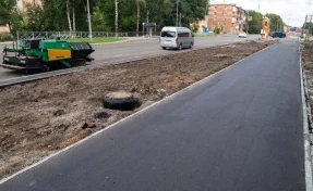 В Кемерове на улице Гагарина начали асфальтировать тротуары