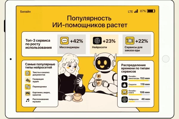 Клиенты Билайна стали проводить в нейросетях на 23% больше времени