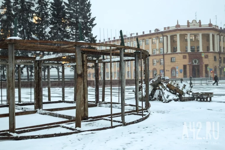 Фото: В Кемерове на площади Советов начали собирать главную новогоднюю ель Кузбасса 4